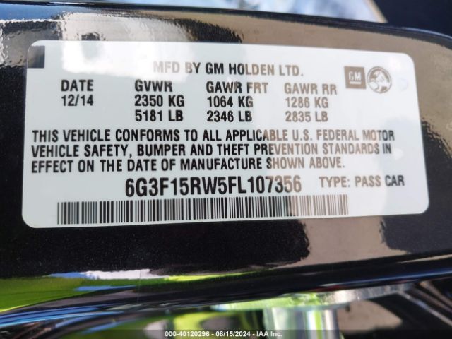6G3F15RW5FL107356 Chevrolet SS