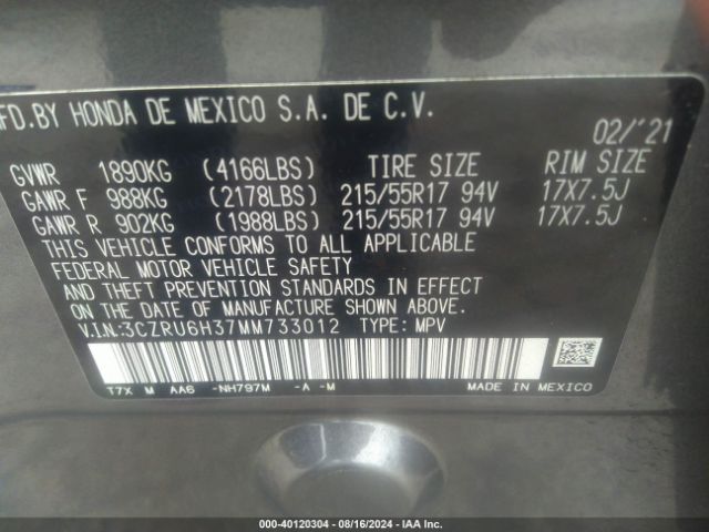 3CZRU6H37MM733012 Honda Hr-v Awd Lx