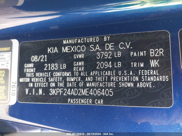 KIA Forte Lxs 2021 3KPF24AD2ME406405 Image 9