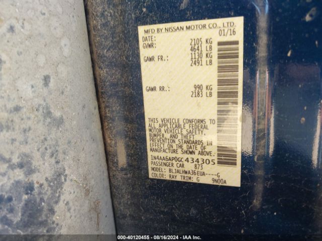 1N4AA6AP0GC434305 Nissan Maxima 3.5 Platinum