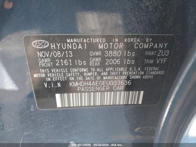 KMHDH4AE0EU033636 Hyundai Elantra Limited
