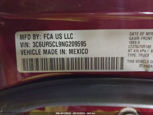 3C6UR5CL9NG209595 RAM 2500 Tradesman  4x4 6'4 Box