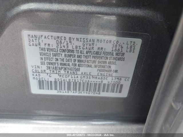 3N1AB7AP3KY407048 Nissan SENTRA S