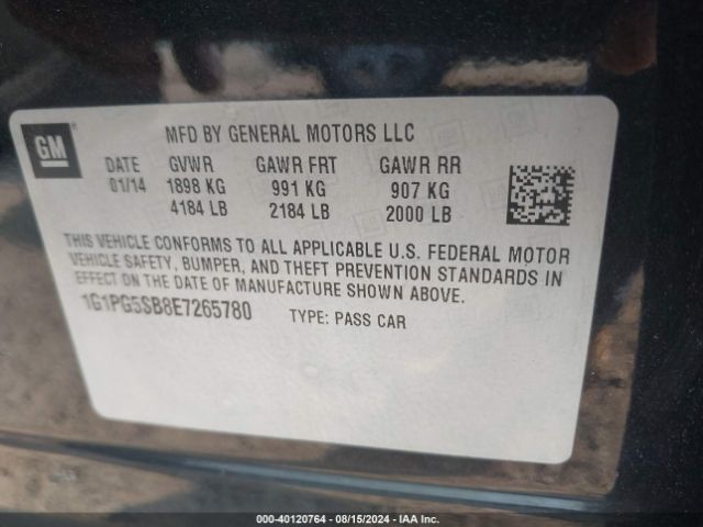 1G1PG5SB8E7265780 Chevrolet CRUZE LTZ