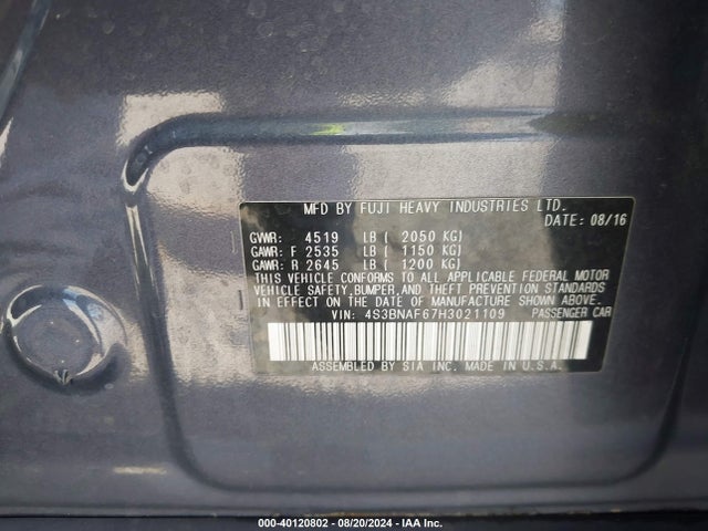 4S3BNAF67H3021109 Subaru Legacy 2.5i Premium