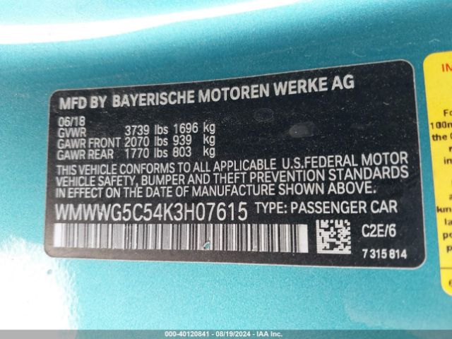 WMWWG5C54K3H07615 Mini Convertible Cooper