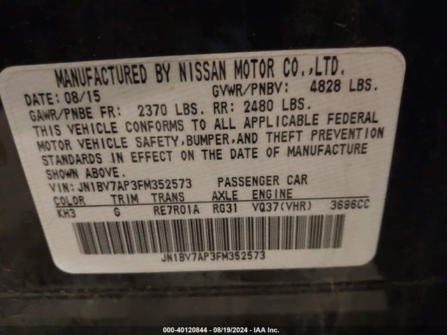 Infiniti Q50 Premium 2015 JN1BV7AP3FM352573 Image 9