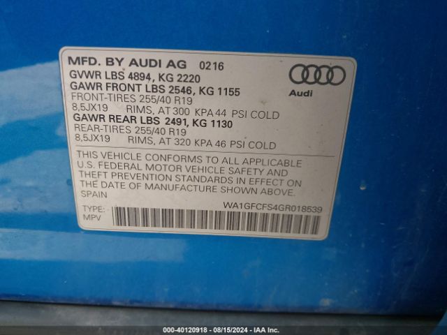 WA1GFCFS4GR018539 Audi Q3 2.0t Premium Plus