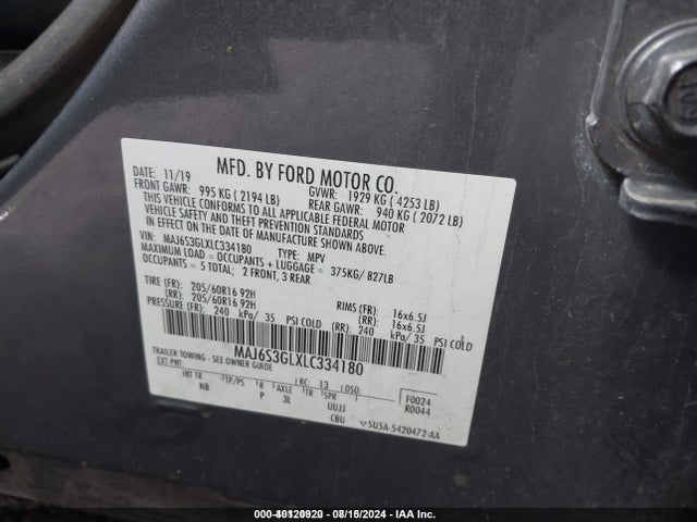 Ford Ecosport Se 2020 MAJ6S3GLXLC334180 Image 9