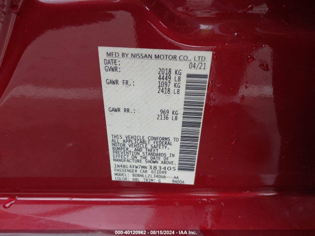 Nissan Altima Platinum Intelligent Awd 2021 1N4BL4FW7MN383405 Image 9