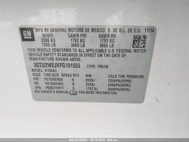 3GTU2WEJXFG191933 GMC Sierra 1500 Denali