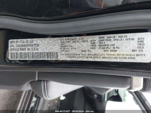 1C4RJKBG9N8587298 Jeep Grand Cherokee L Limited 4x4