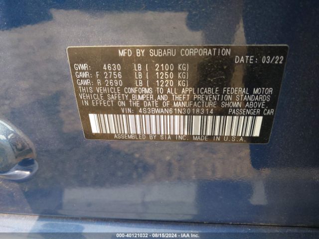 4S3BWAN61N3018314 Subaru Legacy Limited