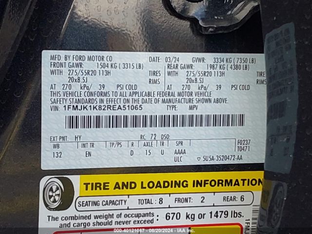 1FMJK1K82REA51065 Ford Expedition Limited Max