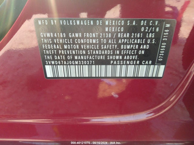 3VWD67AJ0GM330371 Volkswagen Jetta 1.4t Se