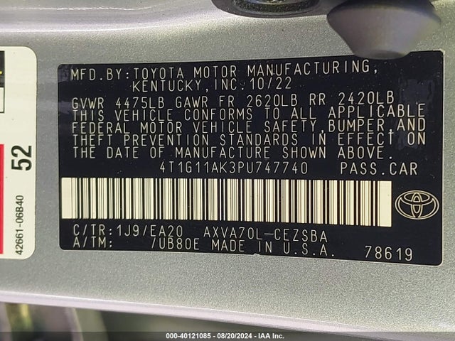 Toyota CAMRY SE 2023 4T1G11AK3PU747740 Image 9