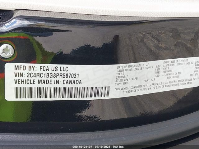 2C4RC1BG8PR587031 Chrysler Pacifica Touring L