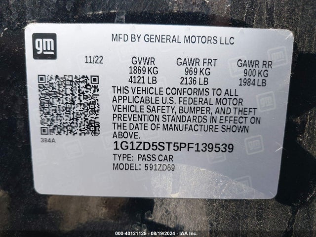 Chevrolet Malibu Fwd 1lt 2023 1G1ZD5ST5PF139539 Image 9