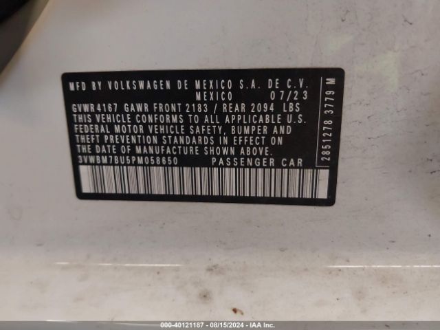 3VWBM7BU5PM058650 Volkswagen Jetta 1.5t Sport