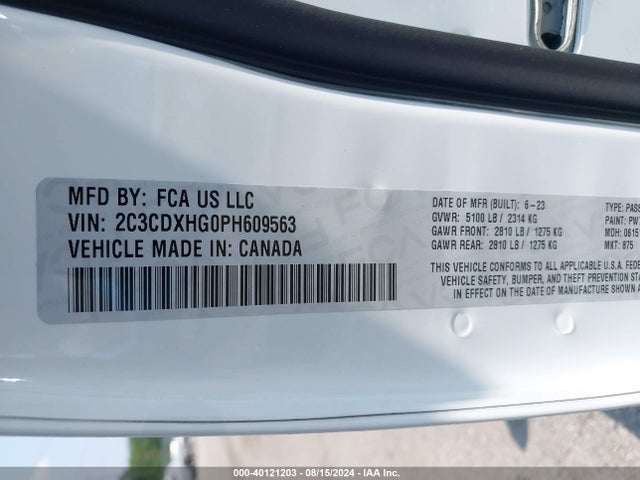2C3CDXHG0PH609563 Dodge CHARGER GT