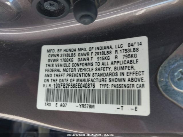 19XFB2F58EE040876 Honda Civic Lx