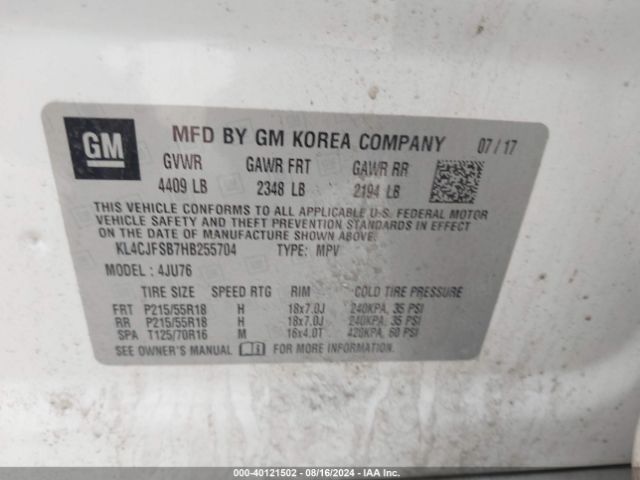 KL4CJFSB7HB255704 Buick Encore Preferred Ii
