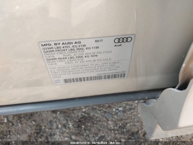 WA1BCCFS6JR001087 Audi Q3 2.0t Premium