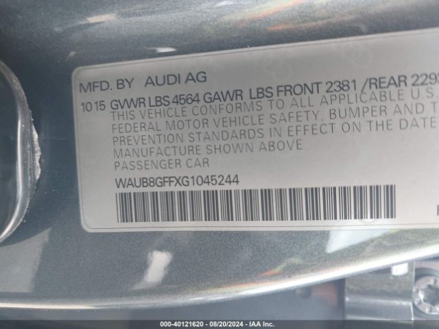 WAUB8GFFXG1045244 Audi A3 2.0t Premium