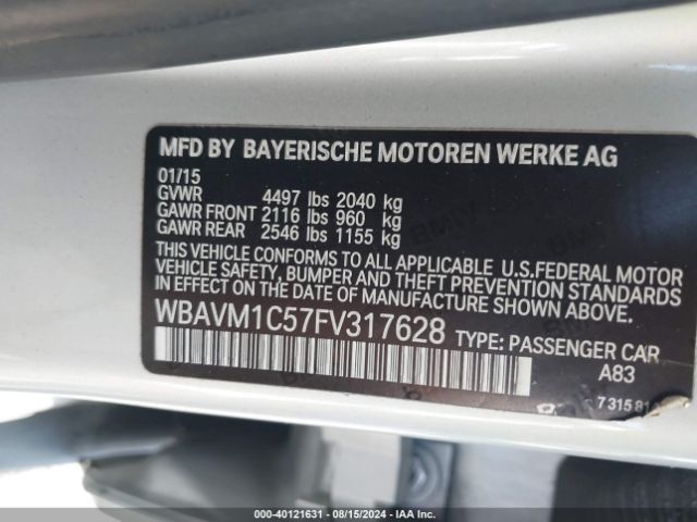 WBAVM1C57FV317628 BMW X1 Sdrive28i