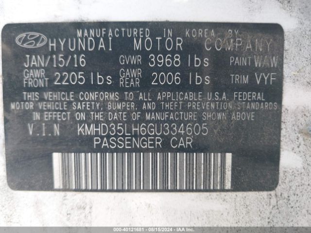 KMHD35LH6GU334605 Hyundai ELANTRA GT
