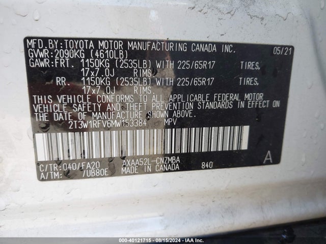Toyota Rav4 Xle 2021 2T3W1RFV6MW153384 Image 9
