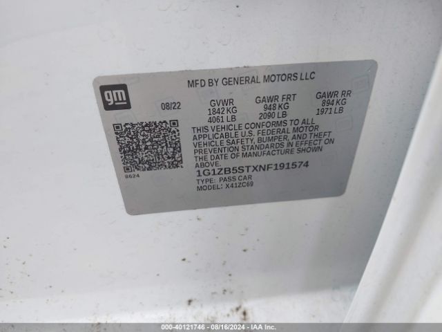1G1ZB5STXNF191574 Chevrolet Malibu Fwd Ls