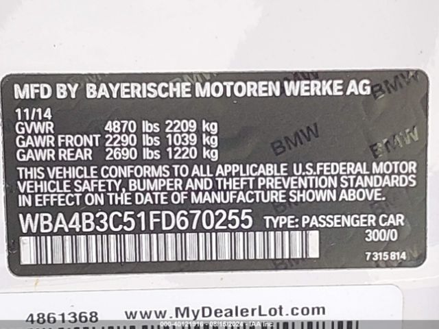 WBA4B3C51FD670255 BMW 435i Gran Coupe Xdrive