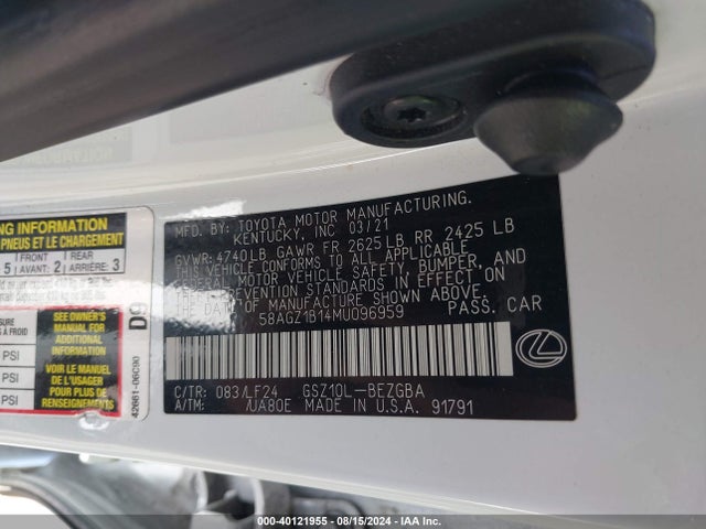 58AGZ1B14MU096959 Lexus Es 350 F Sport