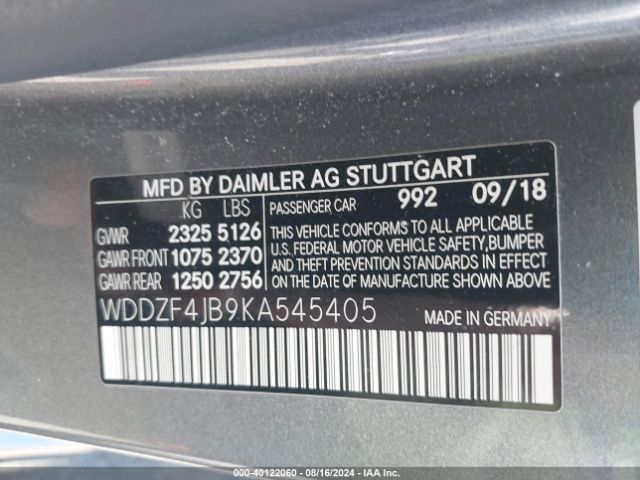 WDDZF4JB9KA545405 Mercedes-Benz E 300