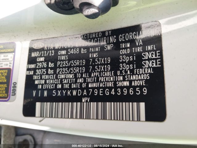 5XYKWDA79EG439659 KIA Sorento Limited V6