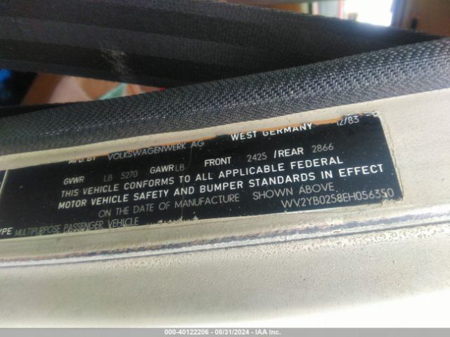 1984 VOLKSWAGEN VANAGON WV2YB0258EH056350 Photo 8