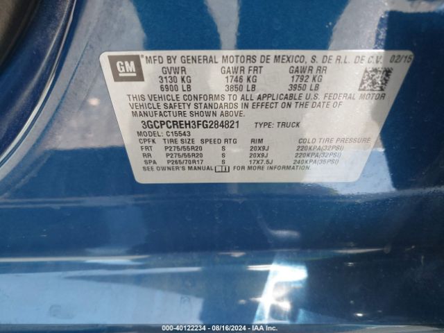 3GCPCREH3FG284821 Chevrolet Silverado 1500 1lt