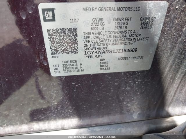 1GYKNARS1JZ164689 Cadillac Xt5 Standard