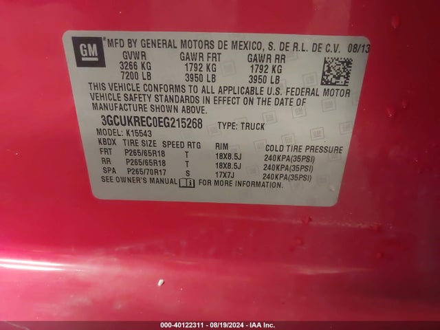 Chevrolet Silverado 1500 2lt 2014 3GCUKREC0EG215268 Image 9