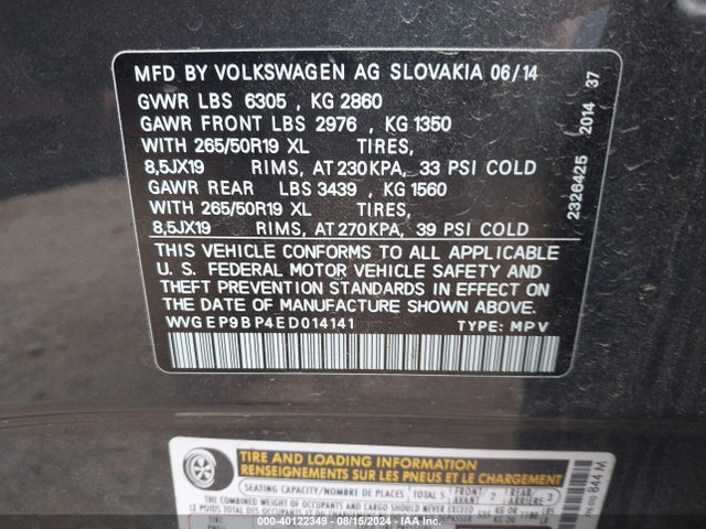 WVGEP9BP4ED014141 Volkswagen Touareg Tdi Lux