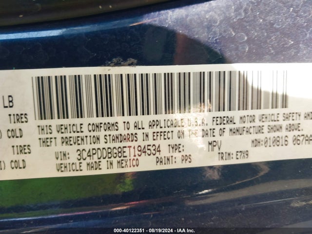 Dodge Journey Sxt 2014 3C4PDDBG8ET194534 Image 9