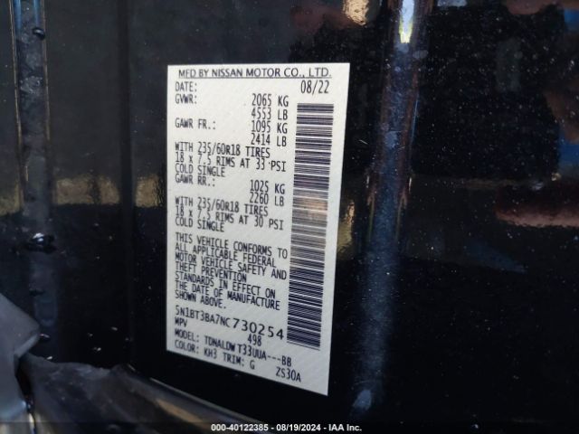 5N1BT3BA7NC730254 Nissan Rogue Sv Fwd