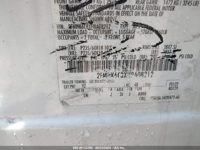 Ford FLEX SEL 2017 2FMHK6C8XHBA08212 Image 9