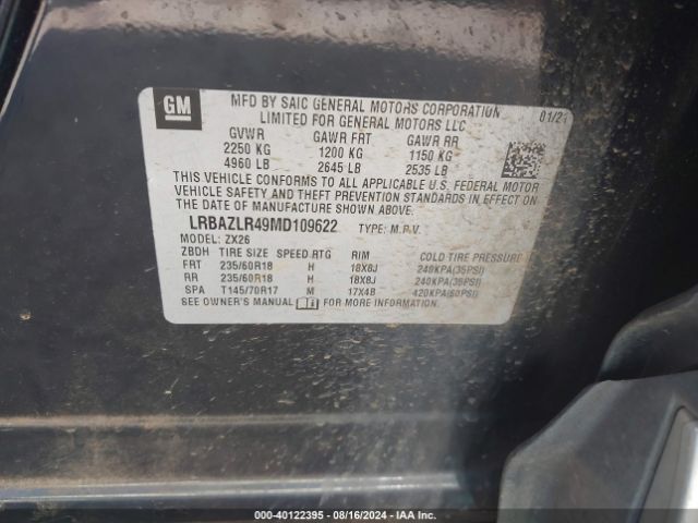 LRBAZLR49MD109622 Buick Envision Fwd Preferred