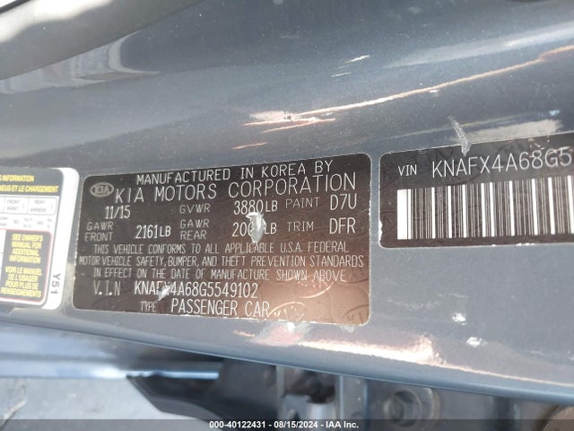 KIA FORTE LX 2016 KNAFX4A68G5549102 Image 9