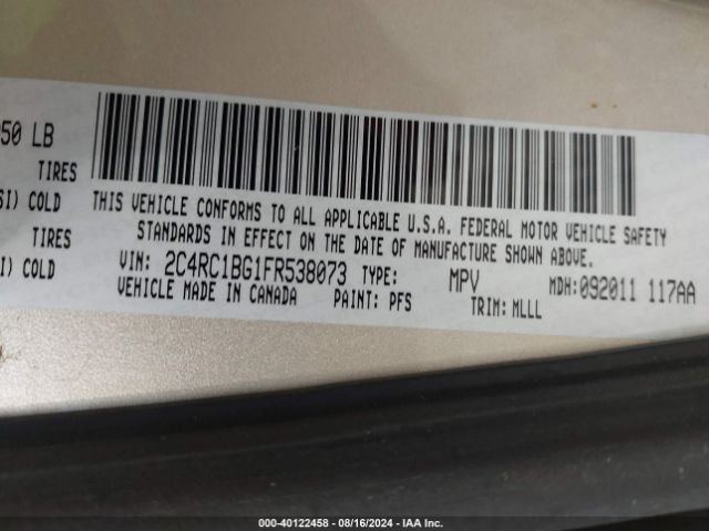 2C4RC1BG1FR538073 Chrysler Town & Country Touring