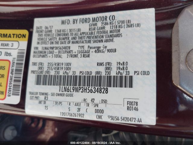 1LN6L9NP3H5634828 Lincoln Continental Reserve