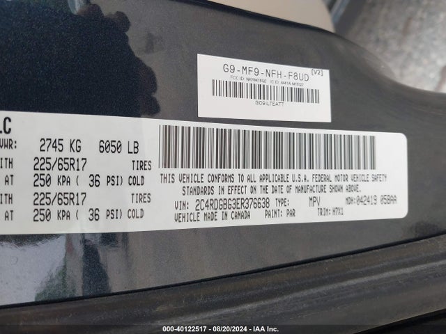 2C4RDGBG3ER376638 Dodge Grand Caravan American Value Pkg