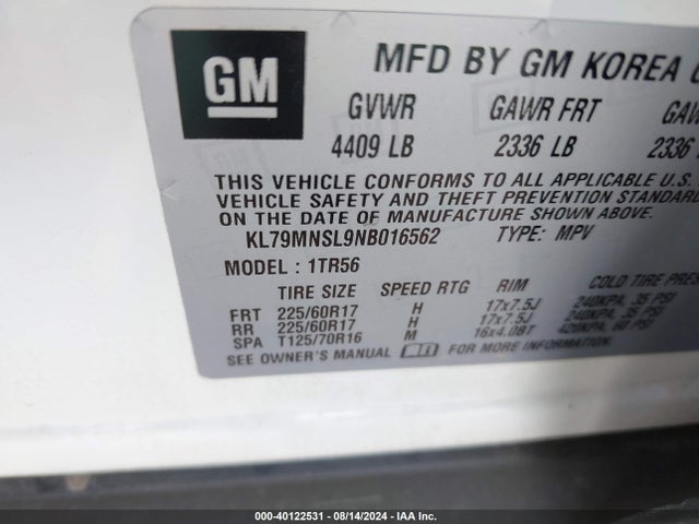 Chevrolet Trailblazer Awd Ls 2022 KL79MNSL9NB016562 Image 9
